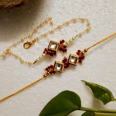 Vibrant Kundan, Acrylic Beads Rakhi for Special Bonds